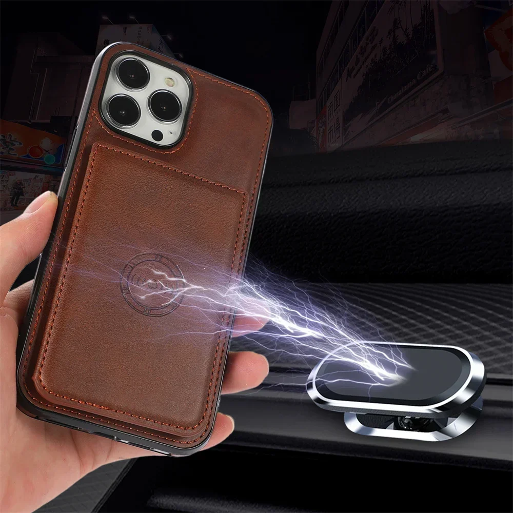 Premium Magnetic Flip Wallet Phone Case with Leather Cover and Credit Card Holder