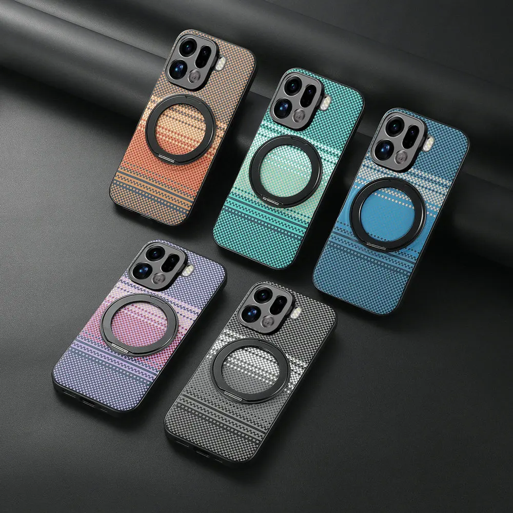Luxury Leather Back Case with Metal Ring Magnet