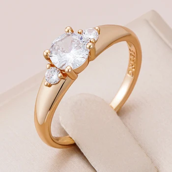 Kinel New 585 Rose Gold Bride Wedding Ring Fashion Natural Zircon Crystal Rings for Women Engagement Luxury Jewelry 1