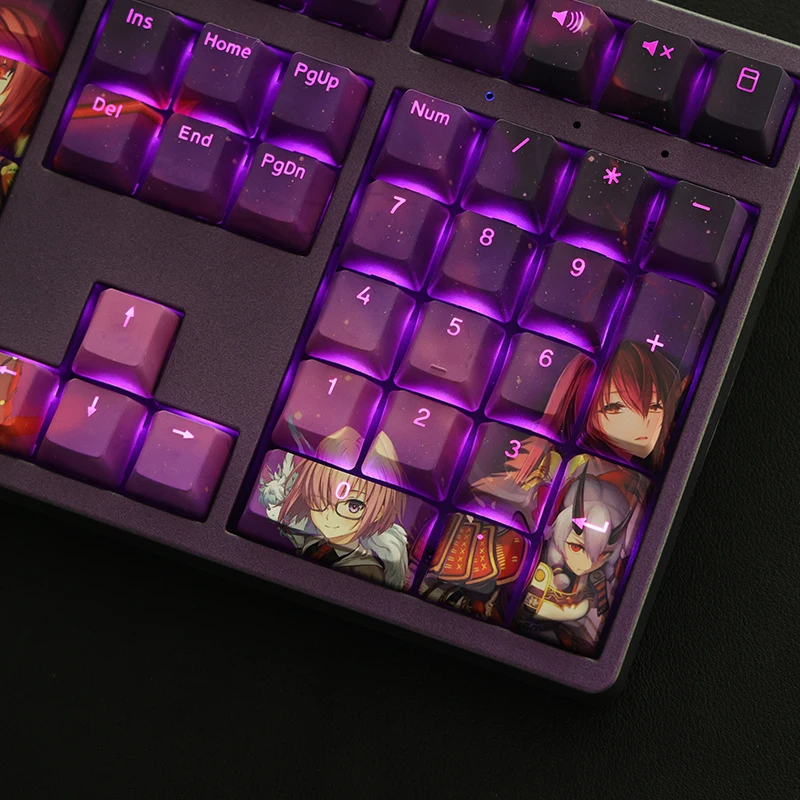 Desenhos Animados Anime Gaming Saber Key Caps Keycap Retroiluminado para o Destino Grande Ordem Pbt Dye Subbed Keycaps 108 Teclas por Conjunto Lados - Imagem 4