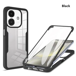 Ultimate Full Body Shockproof Protective Case - Clear Cover for OPPO A40 4G (Black)