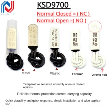바이메탈 디스크 온도 스위치 온도조절기 열 보호대, 정상 폐쇄, 섭씨 40-140 도, KSD9700 5A250V