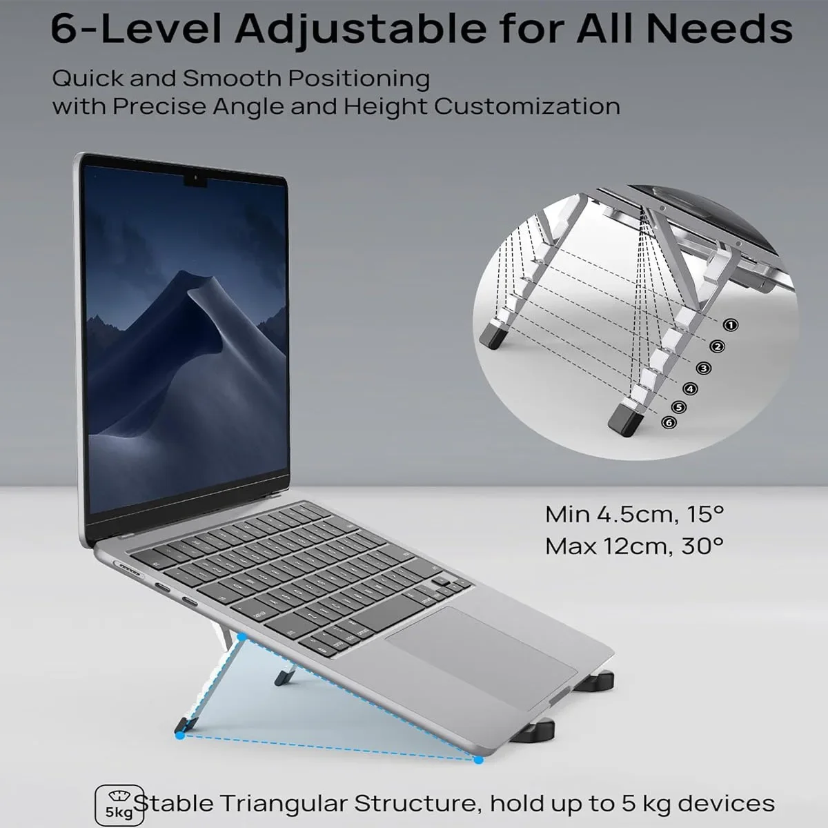 알루미늄 합금 이중 접이식 노트북 및 태블릿 스탠드 ? 책상용 초소형 디자인 및 출장용 접이식 스탠드