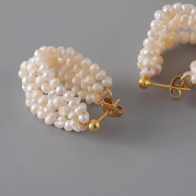Pearl earrings High fashion sense Multi-layered pear Vintage Niche temperament Natural freshwater pearls Ladies' earrings