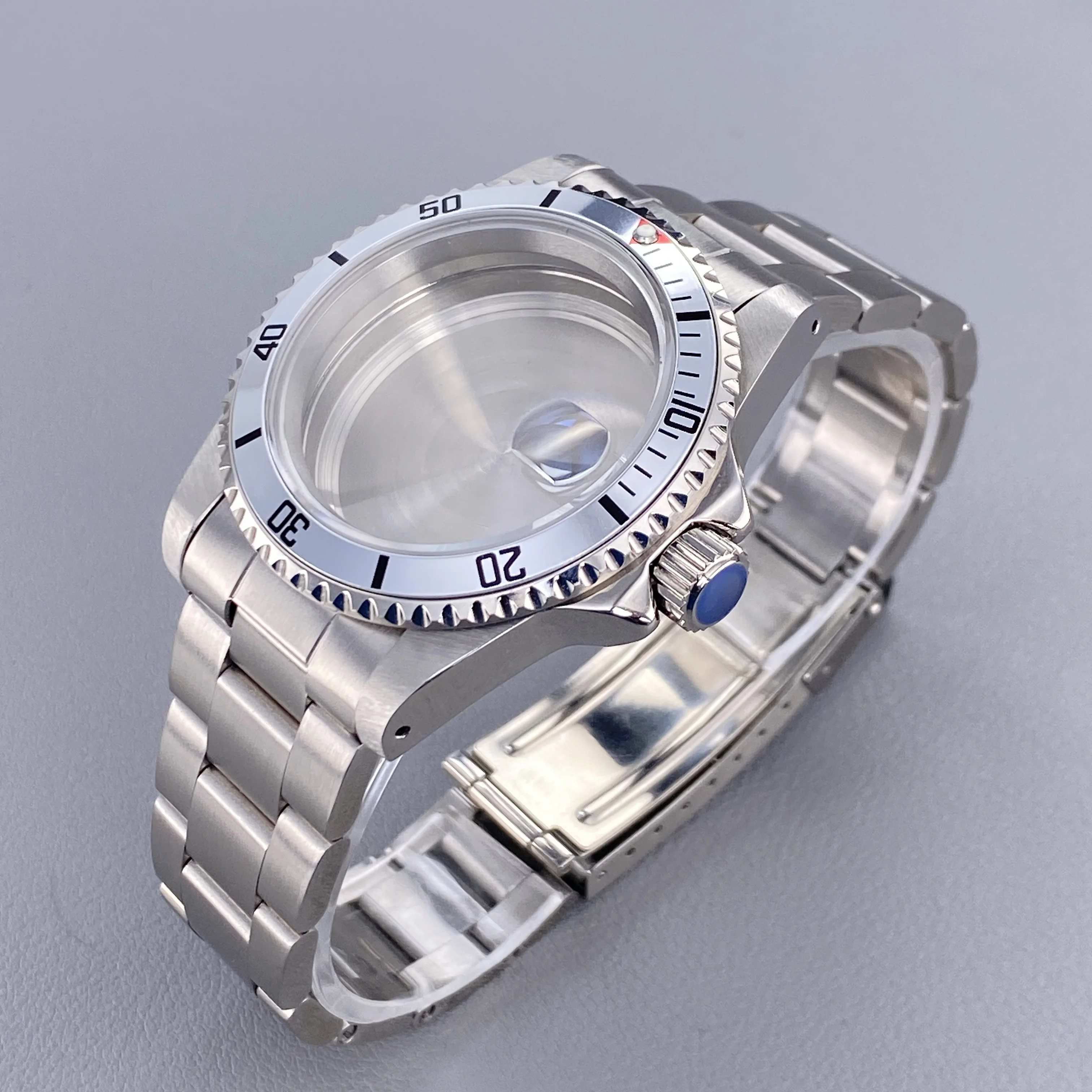 Vintage 39.5MM GMT/SUB Watch Case with 120-Click Bezel & Sapphire Glass