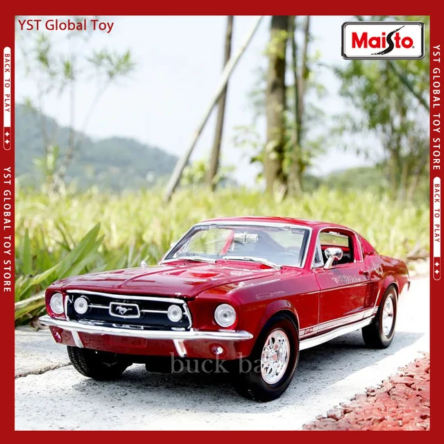 1967 Ford Mustang GTA Fastback Green Metallic with White Stripes 1/18  Diecast Model Car by Maisto 