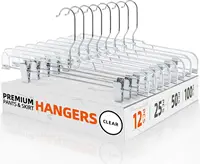 12 Pack 14 inch Clear Plastic Skirt Hangers with Adjustable Clips, Pants Hangers 360-Rotating Swivel Hook,Clip Hangers for Pants 1