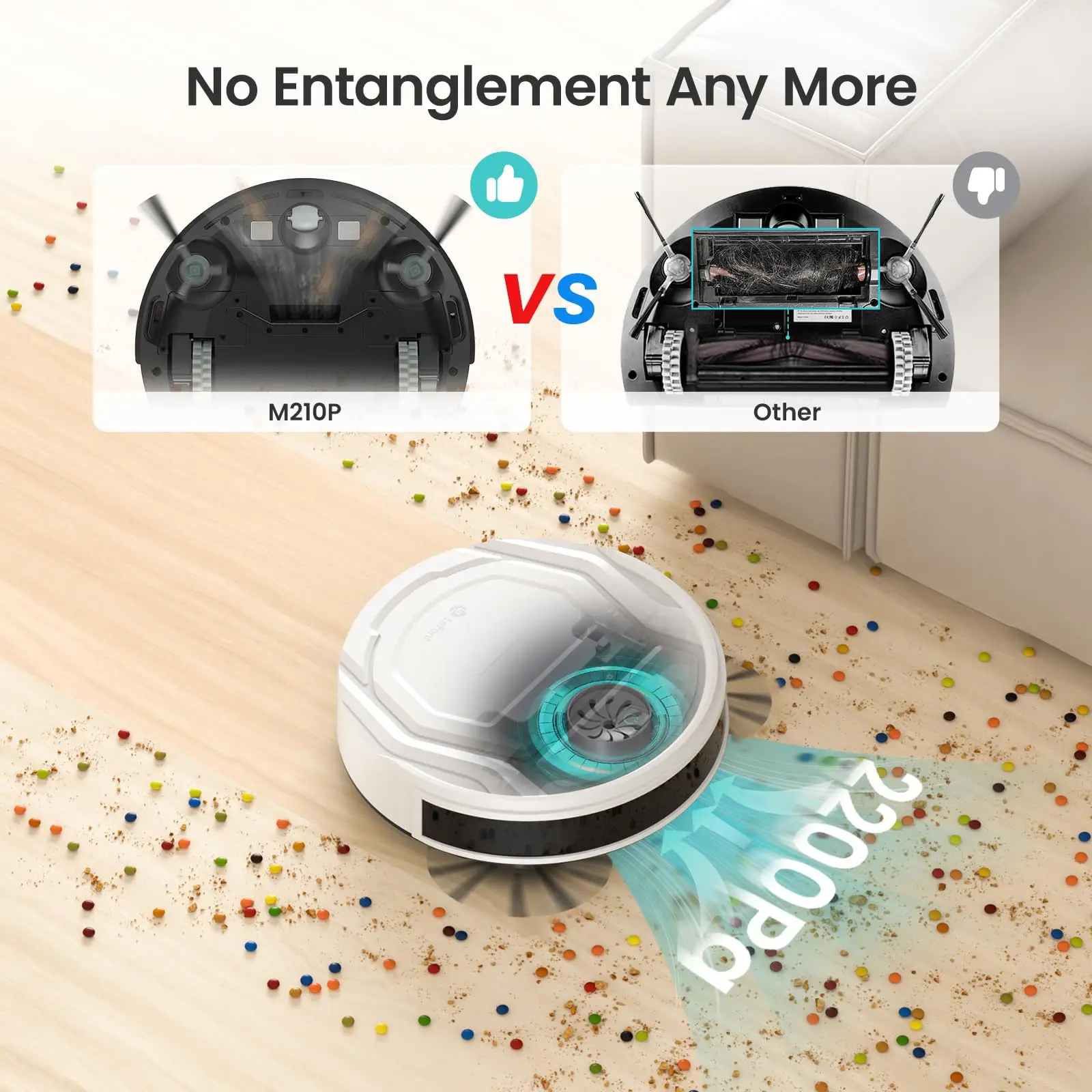 Lefant M210 Pro Robot Vacuum Cleaner, 2200Pa Powerful Suction, 120 Mins Runtime, Automatic Self-Charging,Wi-Fi/App/Alexa Control 4