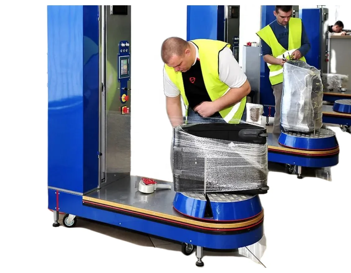 Macchina Imballatrice Automatica Della Borsa Da Viaggio Macchina Per L'Imballaggio Dell'Airpot Della Reggiatrice Dell'Involucro Di Allungamento Del Ca