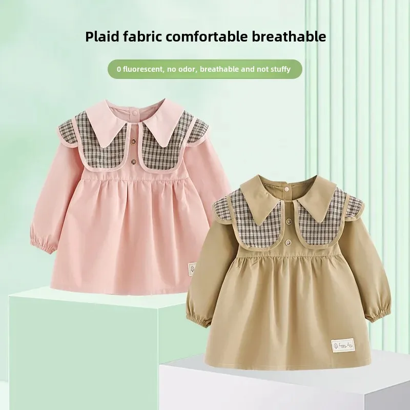 Waterproof Autumn Winter Coat for Girls Baby Feeding Smock Outerwear Fashionable Windbreaker Reversibles Eating Protector