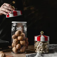 Nordic Creative Carousel Sealed Jar Glass Snack Grain Candy Storage Jar 1