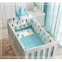 Kit de linge de lit CPull 100% coton pour bébé, ensemble de literie design couronne, pare-chocs, oreiller, couette, housse de matelas inclus 4