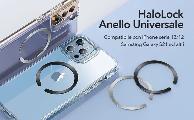 4 Anelli Magnetici Magsafe Universali - Per Ricarica Wireless IPhone E Samsung, Nero/Bianco