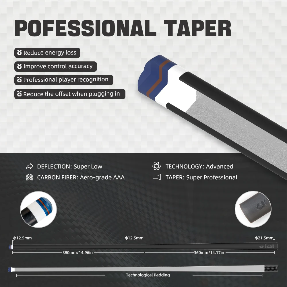 クリティカルカーボンファイバープールキュースティック 12.5mm 先端 3