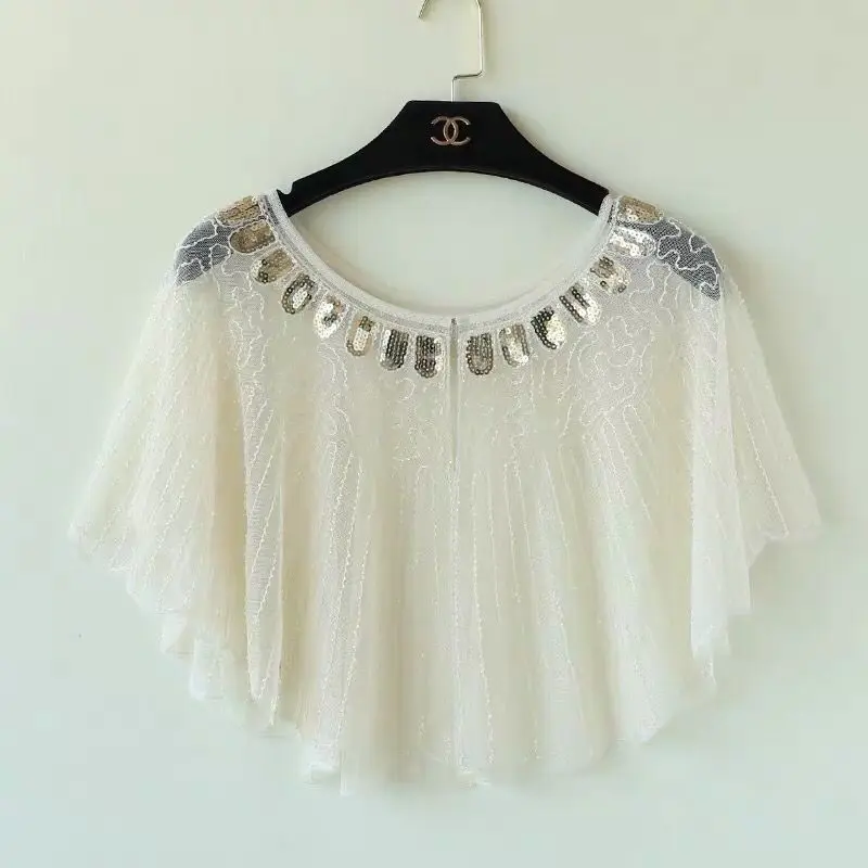 

40-90kg Bling Bling Sequin Coat Women'S Dress Top Mesh Waistcoat Loose Shawl Coat Skirt Accessories Korea Japan