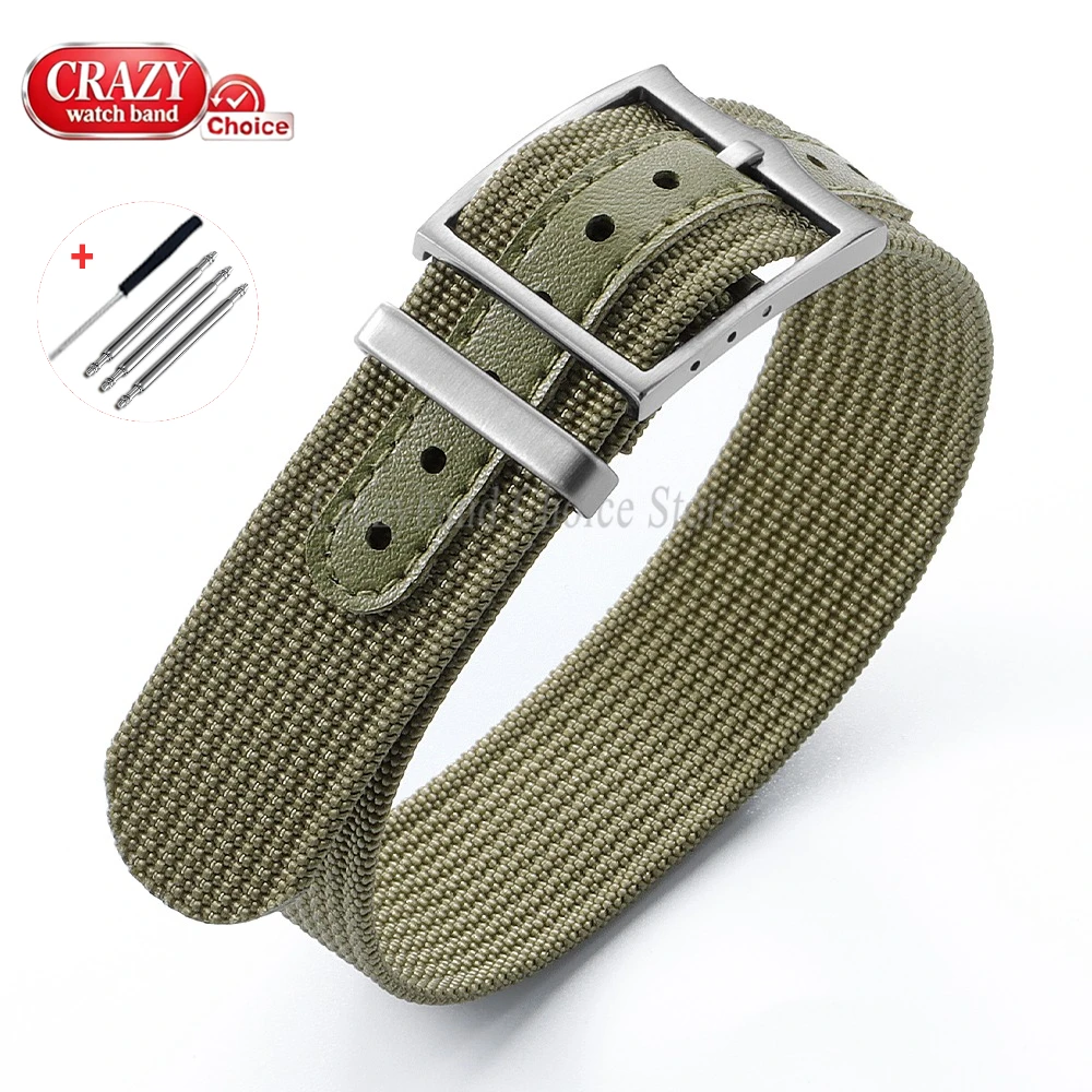 Universal Ribbed Nylon Watch Strap, Soften Sports Design, Black