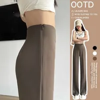 High Waist Narrow Version Suit Pants for Women Side Zipper Butt Lifting Slimming Casual Straight Leg Trousers
