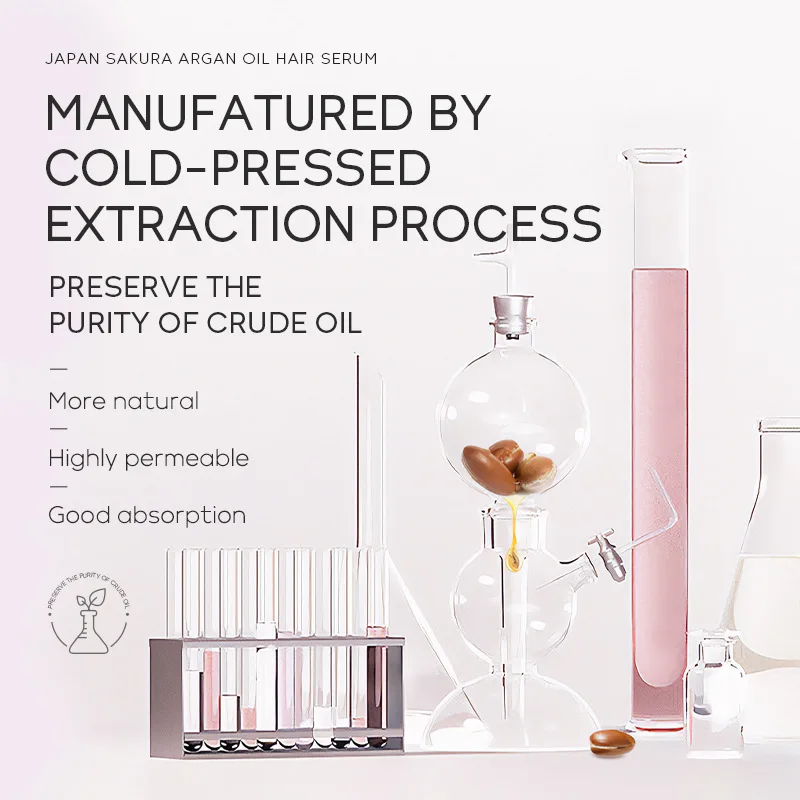 Pure Sakura Hair Essential Oil Argan Essence Moisturizer Nourish Scalp Dry Hair Care Products 60ml Hair oil Hair essence oil