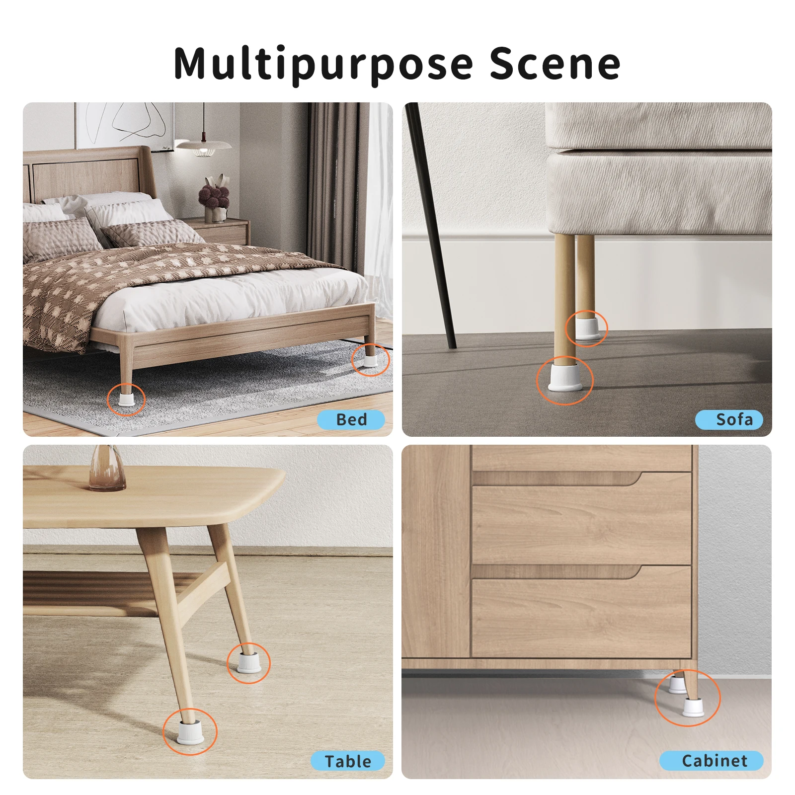 2/4pc Anti Vibration Pads Home Furniture Feet Mat Universal Anti-Creak Bumper Self-Adhesive Slipstop Silent Skid Raiser Mat Eary furniture leg pads,furniture pads,anti vibration pads