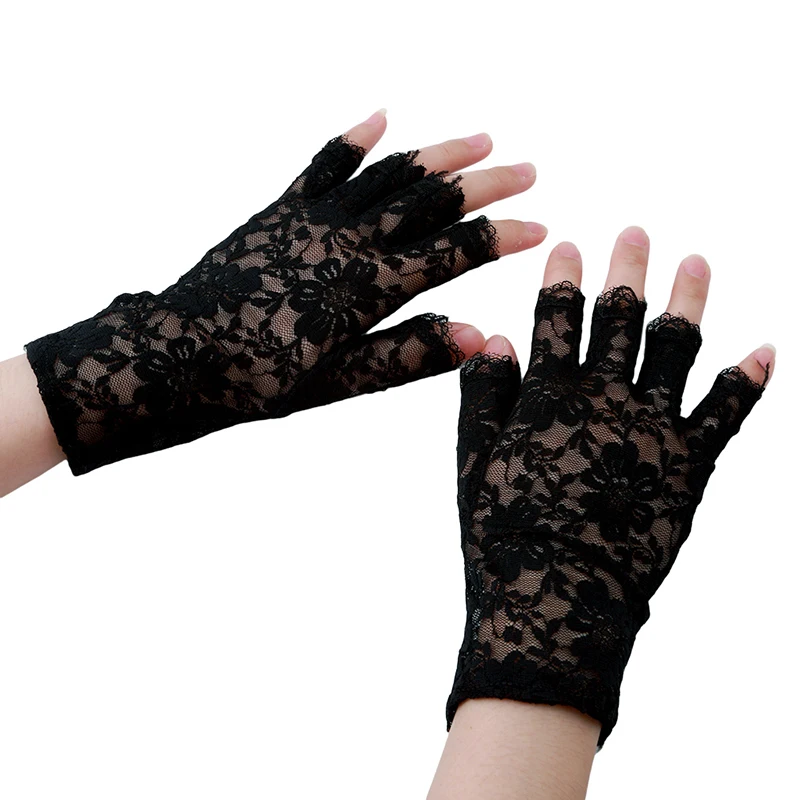 

Hot Sale Sailor Dance Fingerless Womens Sexy Lace Gloves Mittens For Bride Ladies Half Finger Fishnet Gloves Mitten Handschoenen