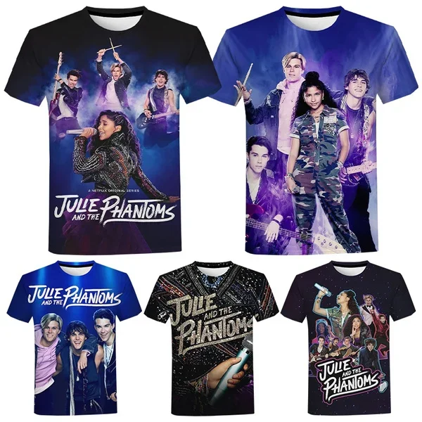 

Летняя футболка Julie and The Phantoms с 3D принтом, модная повседневная музыкальная футболка с коротким рукавом для мужчин и женщин, уличная футболка в стиле Харадзюку