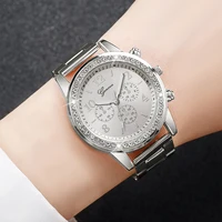3PCs/Set Watches Fashion Three Eyes Women Watch Stainless Steel Straps Casual Quartz Watch 2