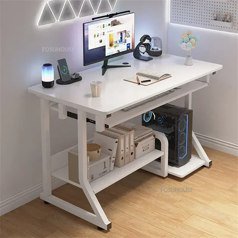 Modern Office Table Office Furniture Transparent Glass Computer Desk With Keyboard Tray Student Bedroom Study Table Gaming