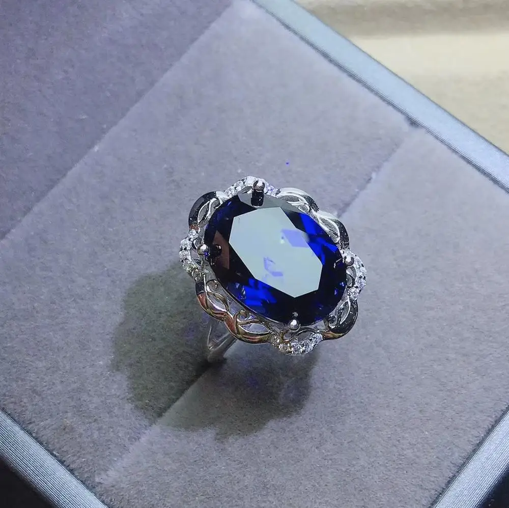 

【M&T】Natural Sapphire Ring Sterling Silver 925 Luxury elegant female ring exquisite noble party engagement wedding gift