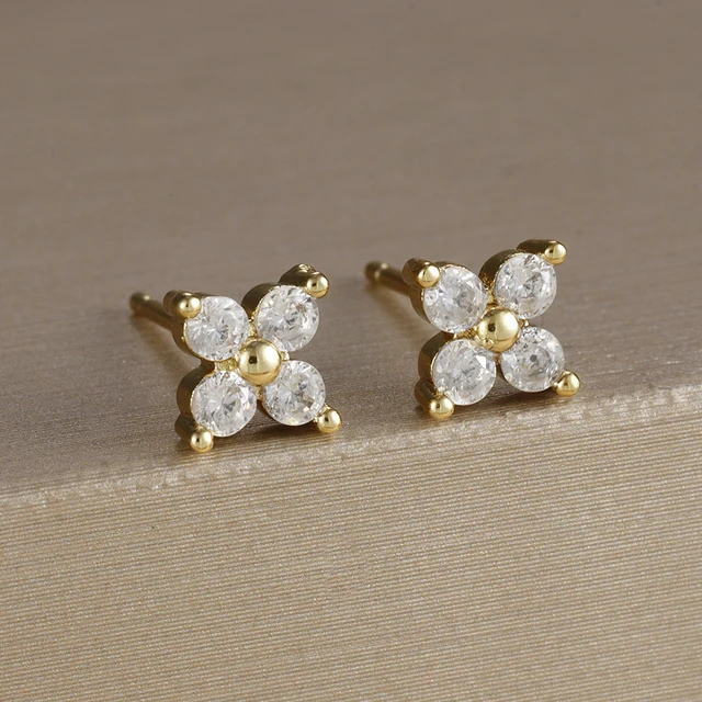 Boucles d'oreilles carrées suspendues en acier inoxydable, 2 pièces, pierre d'anniversaire de décembre, chaîne en zircone cubique, fleur, bijoux de perçage