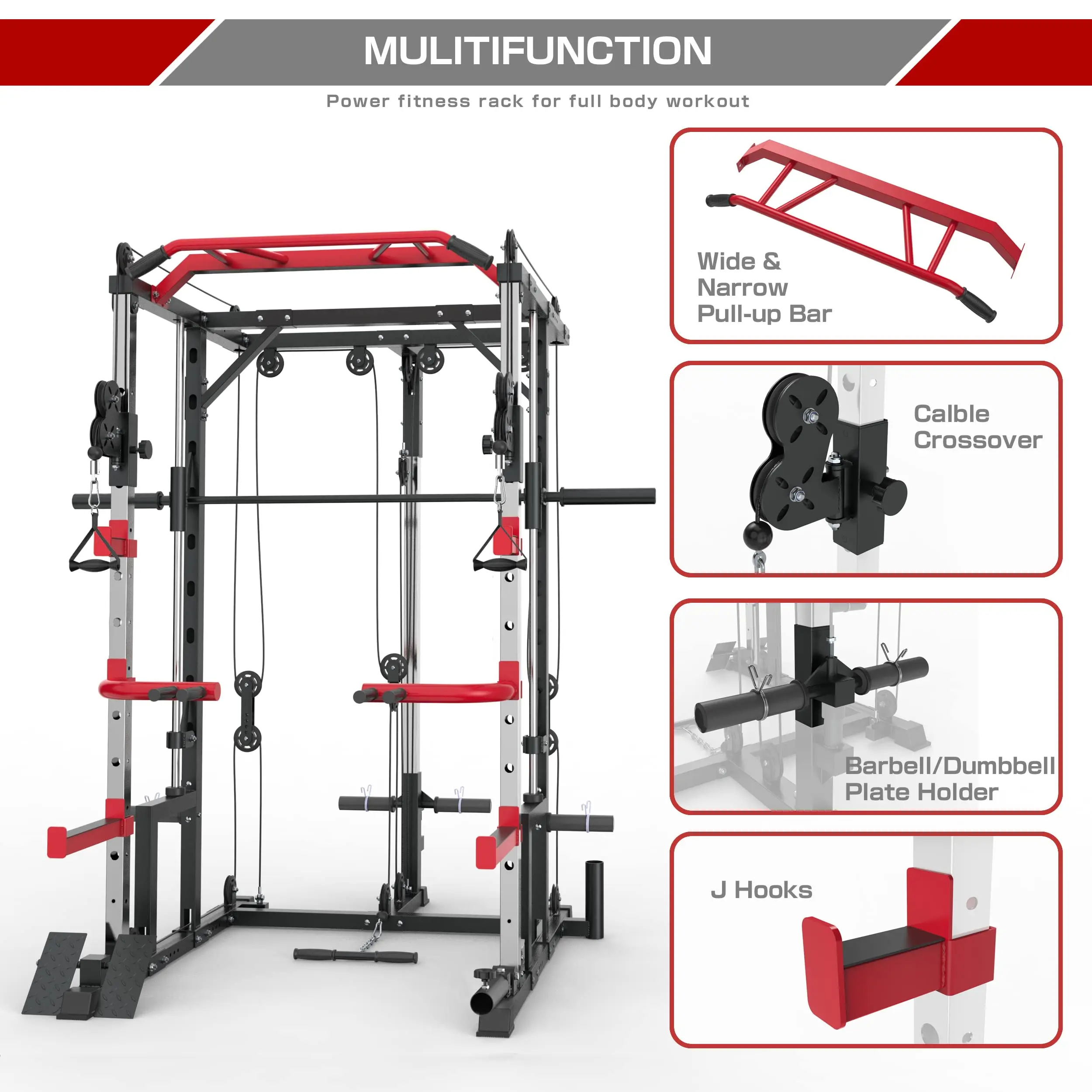 Power Rack with Lat Pull & Cable Crossover