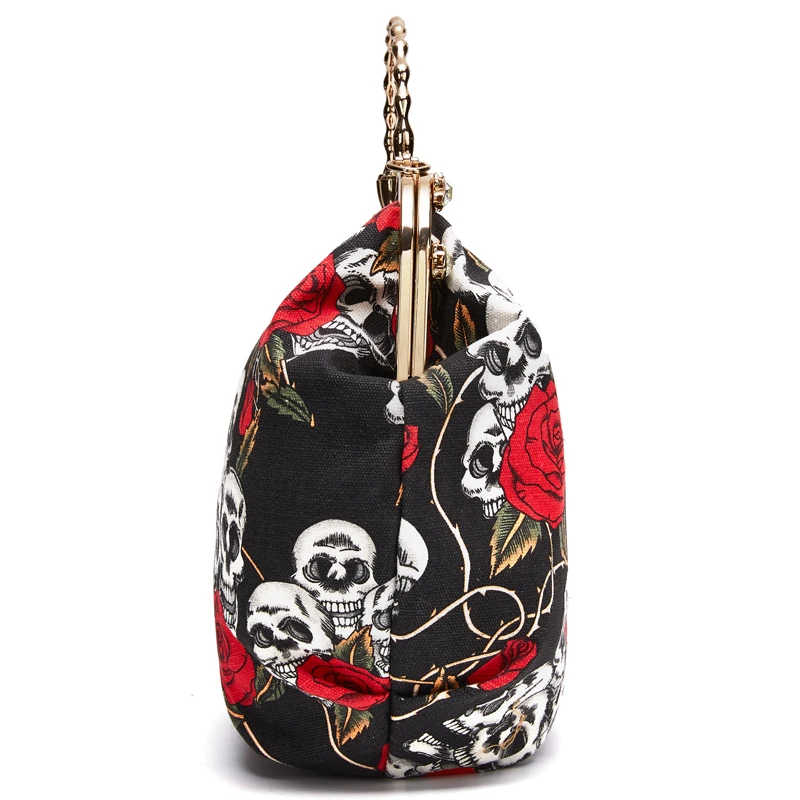 WR New  2022 Designer Bags for Women Canvas  Bag Skull Printed Crossbody Handbags Large Capacity Tote Bag Quality Messenger