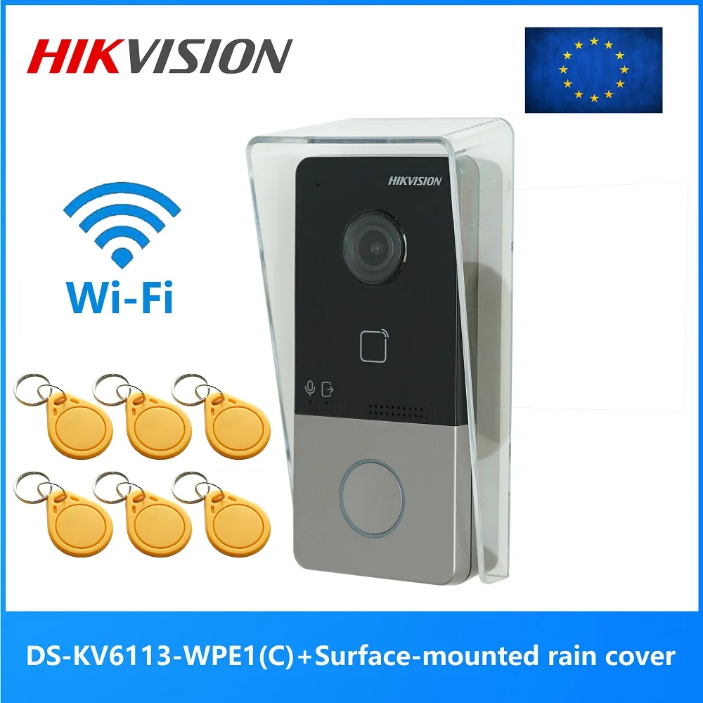 

HIKVISION Multi-language DS-KV6113-WPE1(C) IP Doorbell,WiFi Doorbell , Door phone, Video Intercom, waterproof , IC card unlock