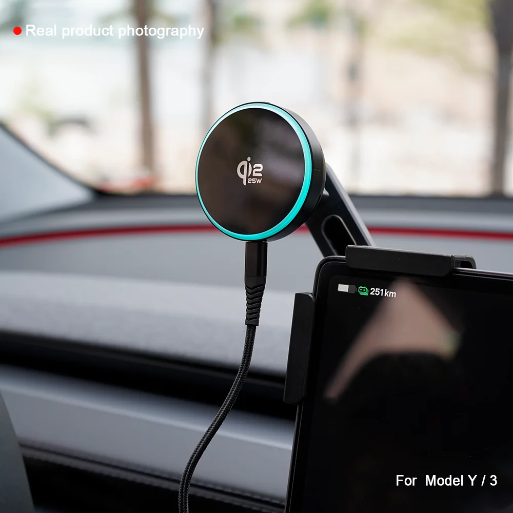 Qi2.2 25W Auto-Handyhalterung Magnetisches Kabelloses Ladegerät Kompatibel mit MagSafe für Tesla Model Y L JUNIPER 3 HIGHLAND 2026 – Detail 5