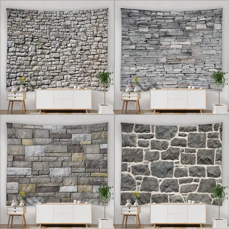 

Vintage Stone Wall Print Tapestry Wall Hanging Brick Wall Modern Home Decor Wall Tapestry