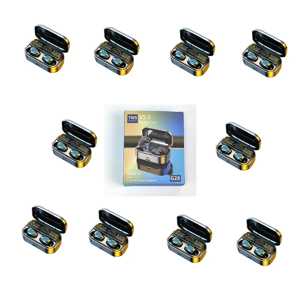 

10PCS G28 Wholesales TWS Wireless Headset Digital Display Dual in-Ear Plug Type Low Delay 5.2 Bluetooth Headset pk f9 e7s y30
