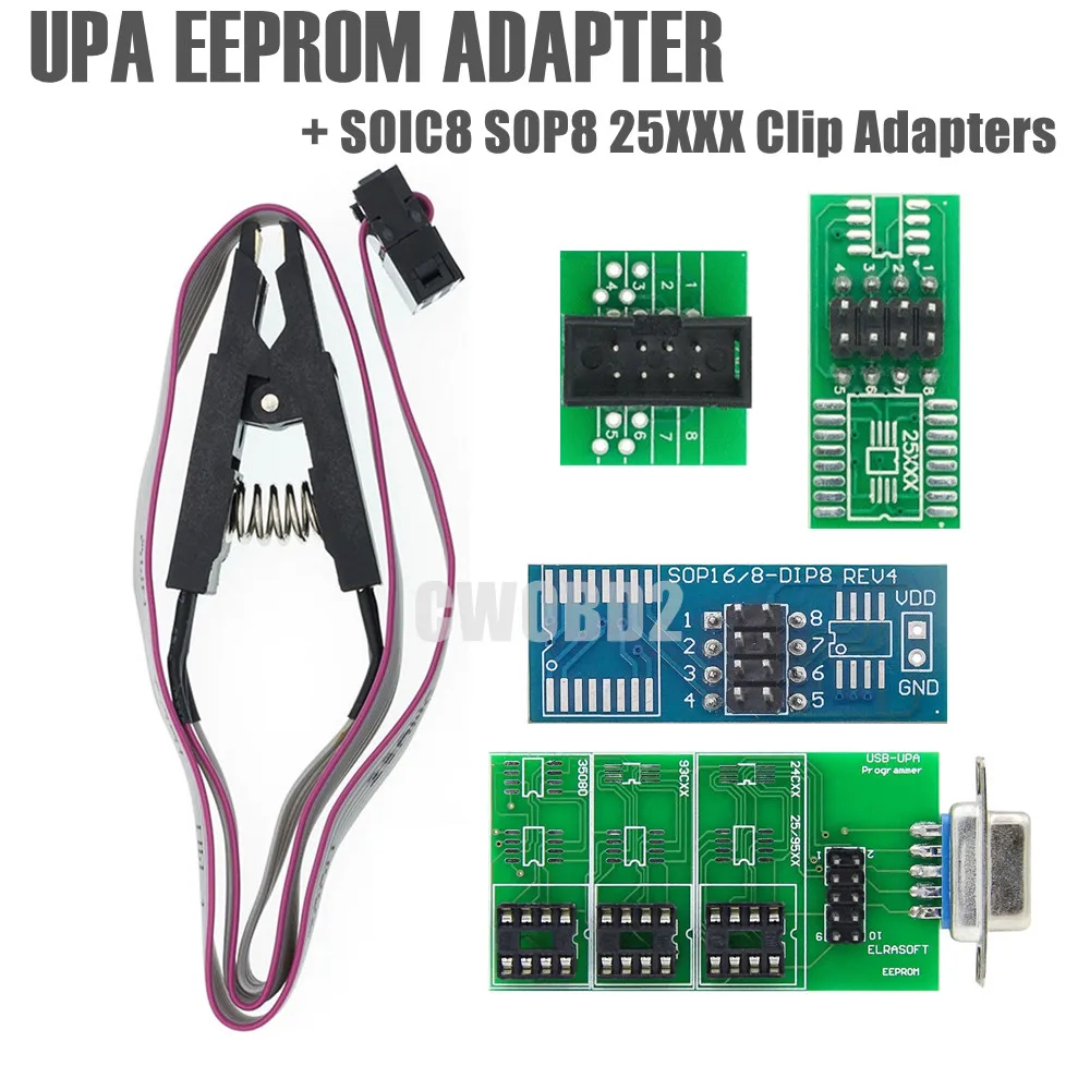 UPA EEPROM-Adaptateur USB programmeur SOIC8 SOP8 DIP8, pince de test