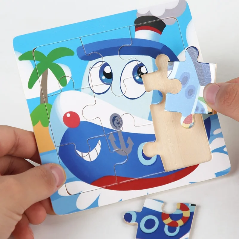 Children's Educational Wooden 3D Puzzle - Cartoon Animal & Traffic Themed