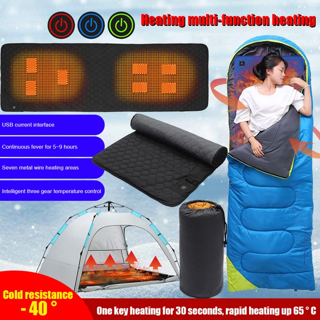 DC 5V 6Area Heated Mats Plush Electric Blanket USB Outdoor Camping Sleeping  Mattress Heated Mat Thermal Pad Heating Sleeping Pad