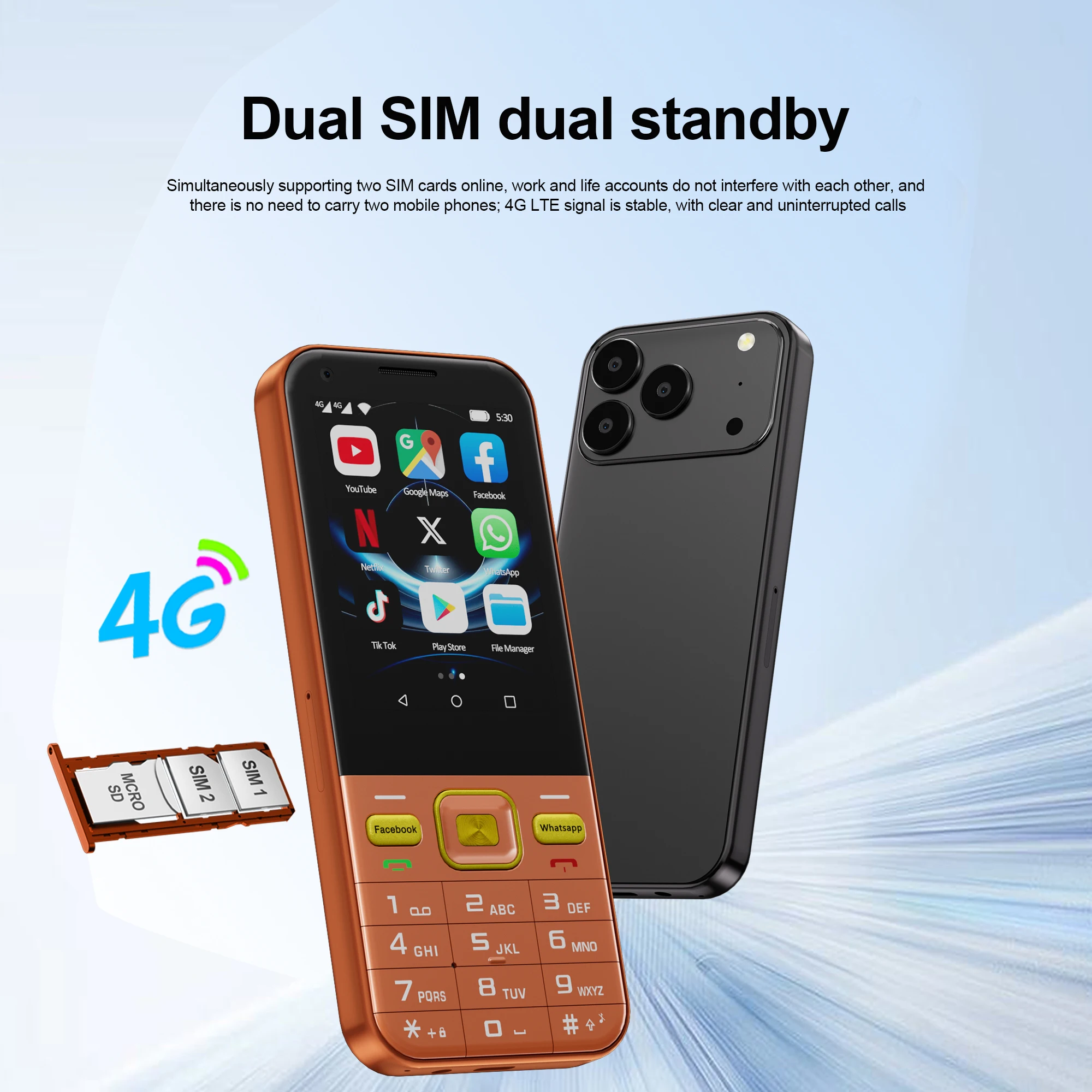 SERVO F7 Ultra 4G Button Smartphone Android System 2GB RAM 16GB ROM WhatsAPP WiFi Hotspot FM 2.8" Touch Screen 2 SIM Smart Phone