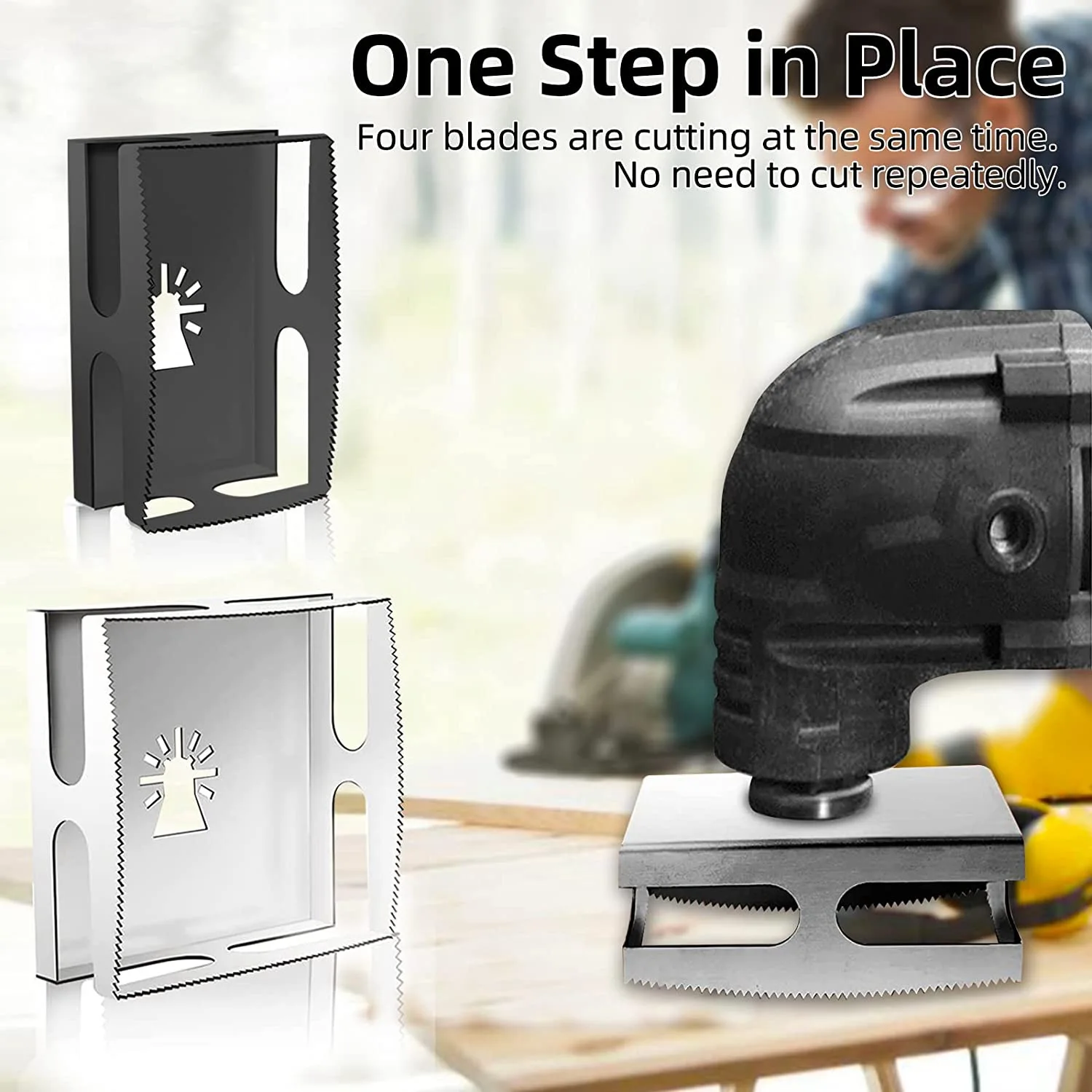 2 Pcs Square Slot Cutter for Electrical Box Drywall Outlet Cutout Tool Oscillating Square Blade for Drywall, Metal, Wood