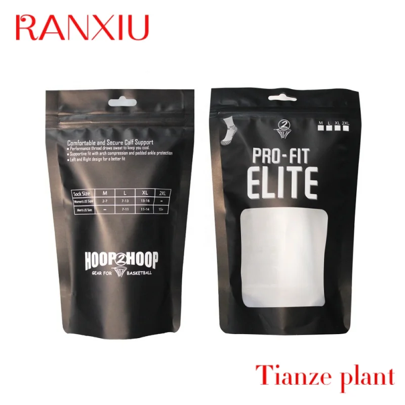 Custom Customized Stand Up Pouch Zipper Plastic Package Bag For Socks Packaging/Cloth Packaging/Underwear Packing