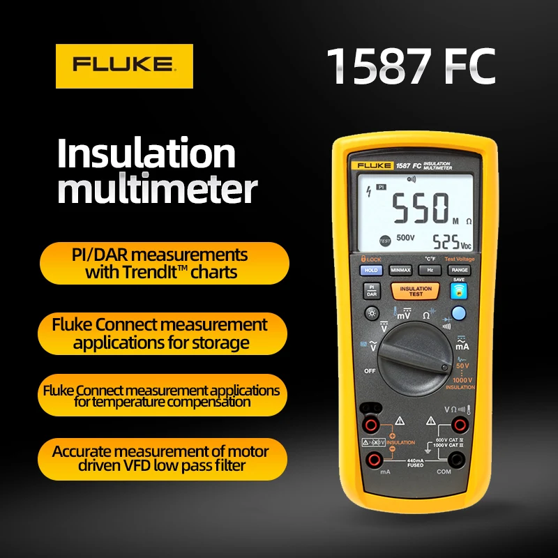 

Высокоточный цифровой мультиметр Fluke 1587FC + тестирование изоляции два в одном детектор цифровой Мегаомметр 1000 в