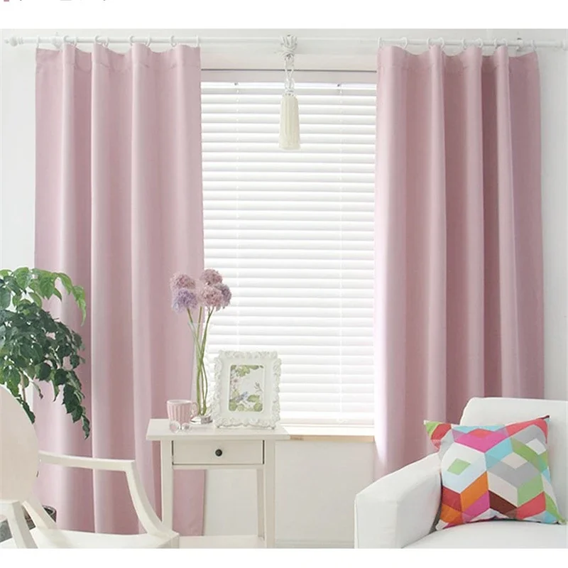 new Korean solid color short blackout curtains for bedroom / living room modern and simple curtains for kitchen balcony
