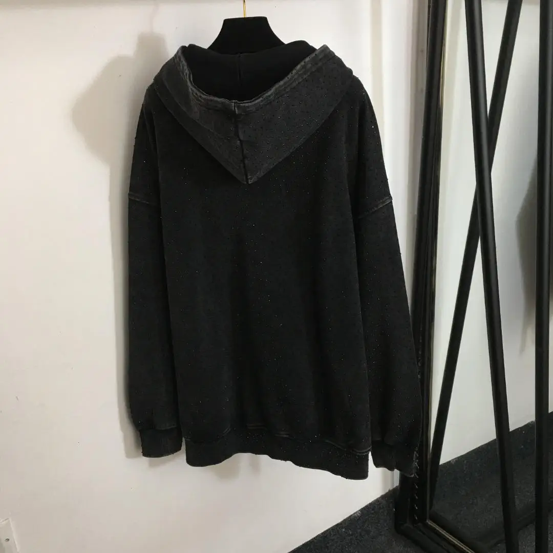 

2024 New Hooded Zipper Coat - Starry Diamond Long-sleeved Elegance for Women