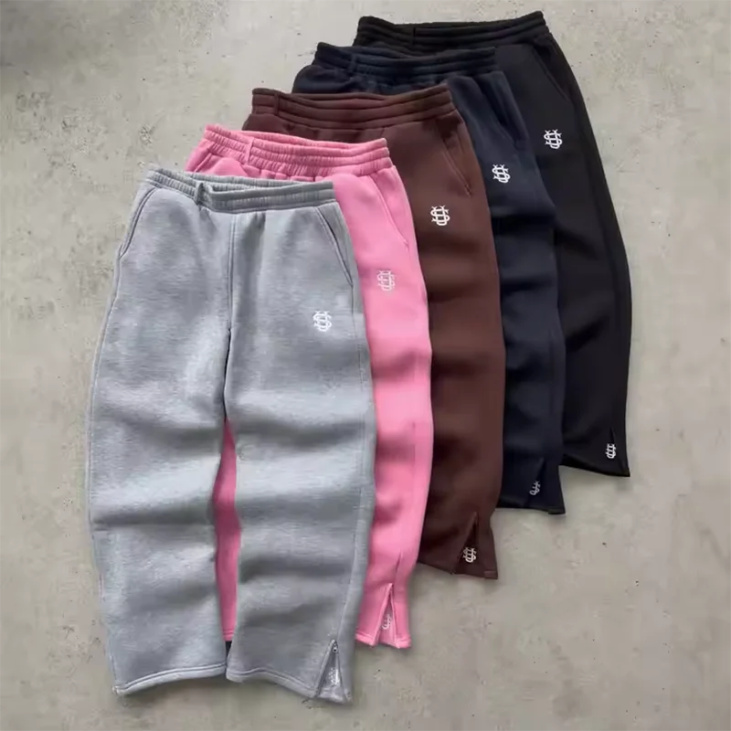 High Street Y2K Pants Mens Casual Trousers Hoodie Sets Streetwear Straight Sweatpants Loose Embroidery Hoodie Couple Trendy Suit