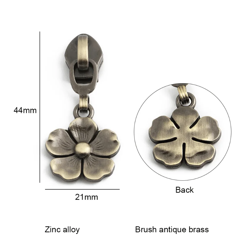 Set of Flower-Shaped Pull Tab Sliders with Detachable Metal Zipper Pull for DIY Crossbody and Shoulder Bags