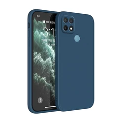 Square Liquid Silicone Thick Shockproof Cover Case for Redmi 9C NFC (Dark Blue)