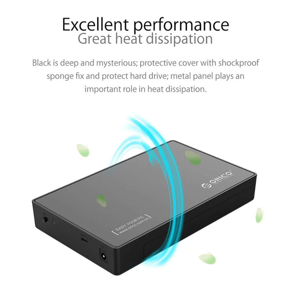 Orico-caixa de Disco Rígido Móvel Porta Serial tipo c Sata Ssd Mecânico Externo Estado Sólido Notebook e Desktop 2.5 in 3.5 in - Imagem 5