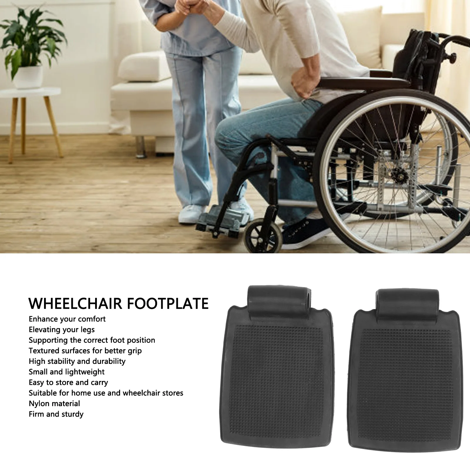 2pcs Wheelchair Foot Pedal Wheelchair Footrest 19 Tube Elevating Legs Textured Surfaces Universal Foot Pedal Replacement Parts