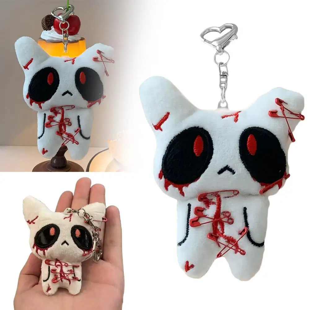 Halloween Ghost Doll Key chain Plush Bloody Doll Gothic style Scary Backpack Pendant Heart Buckle Pendant for gift
